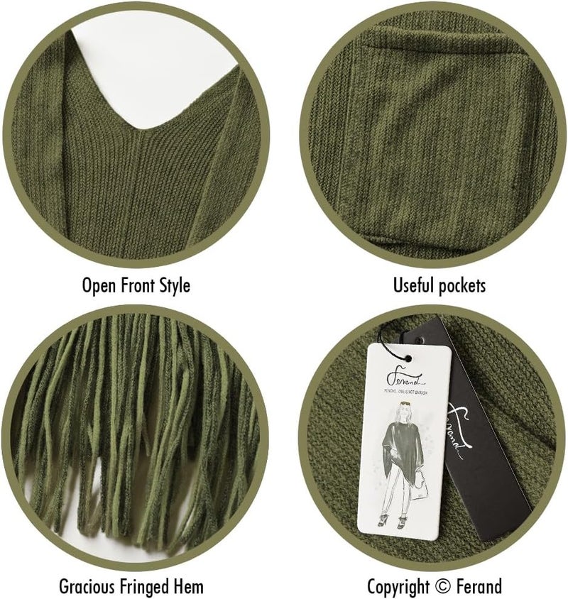 Ferand Shawl Wraps for Women, Cozy Lightweight Poncho Cape with Pockets, Warm for Fall Winter Travel - Image 4